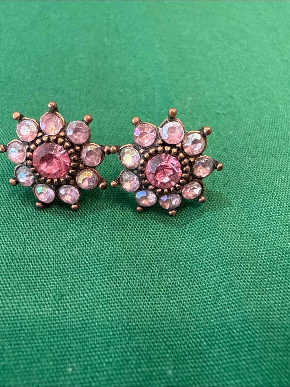 Pink Rhinestone Flower Daisy  Shaped Stud Earrings #6B